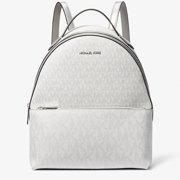 Michael Kors Silver and White Backpack